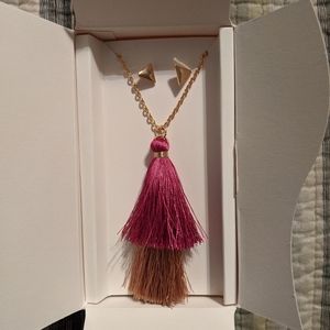 Lily Sky Tassel Long Necklace + Earrings Set